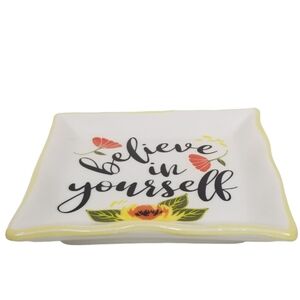 Young's Believe in yourself Inspirational‎ Ring Dish Trinket Tray 4.5" x 4.5" Sq